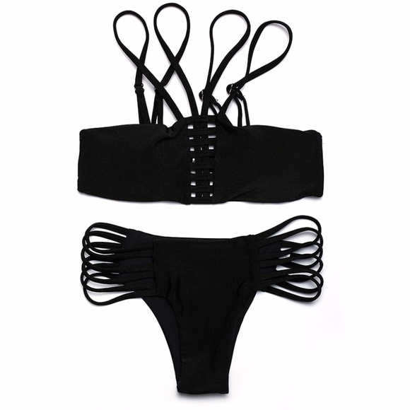 Sexy Black High Waist Swimsuit Halter Bikini NEW! - Picture 1 of 7